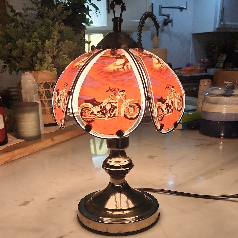 Harley-Davidson Orange Motorcycle Table Lamp
